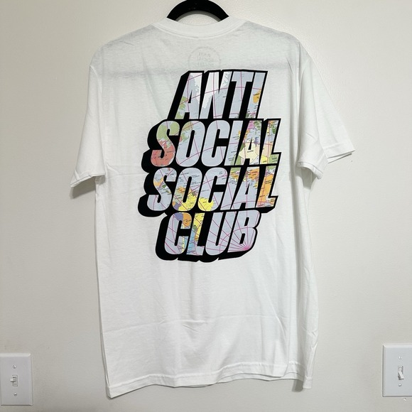 Anti‎ Social Social Club drop a pin White Tee t shirt Size Medium Streetwear - Picture 1 of 5